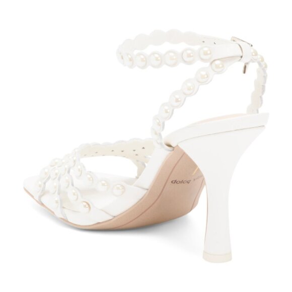 NEW DOLCE VITA Leather Hellen Faux Pearl Dress Heels in white 1025 3m7 - Picture 5 of 10